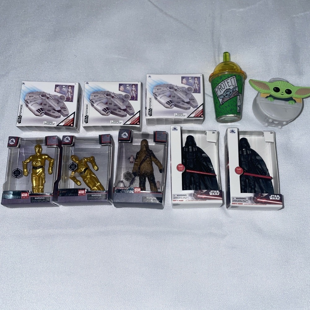 Zuru Star Wars Disney Store Figure Lot Darth‎ Vader C-3PO Chewbacca Grogu 10pc